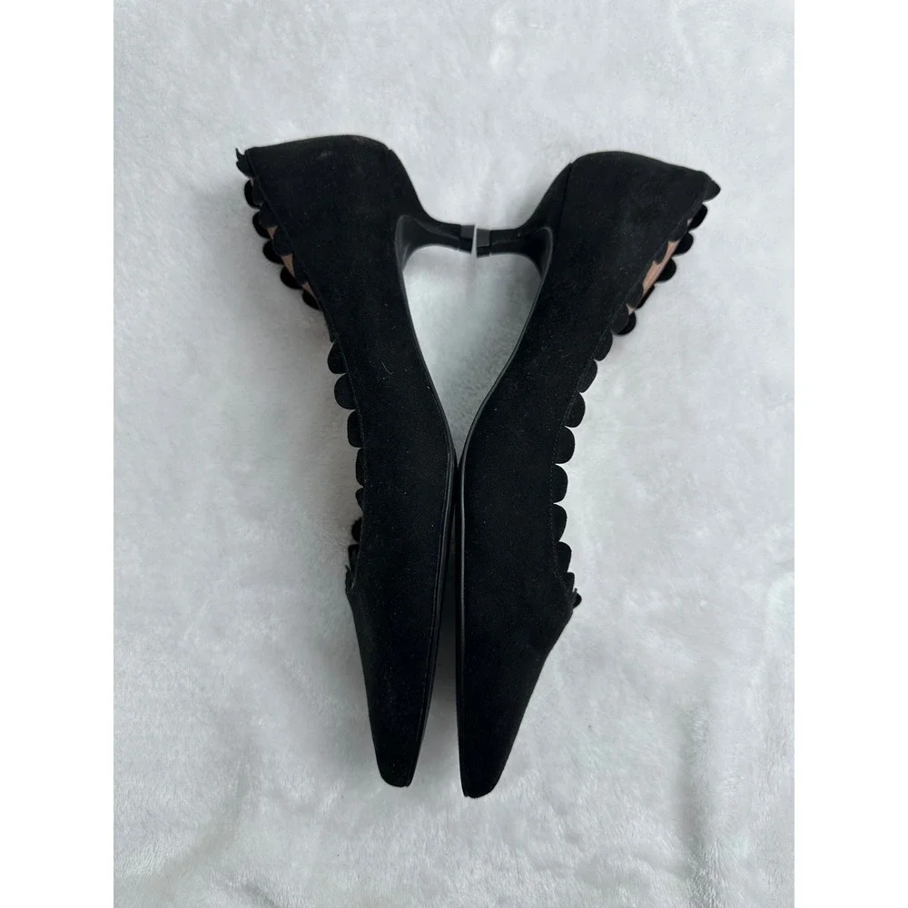 Journey Collection Taavi d'Orsay Women 10 Black Scallop Kitten Heel Pointed Toe